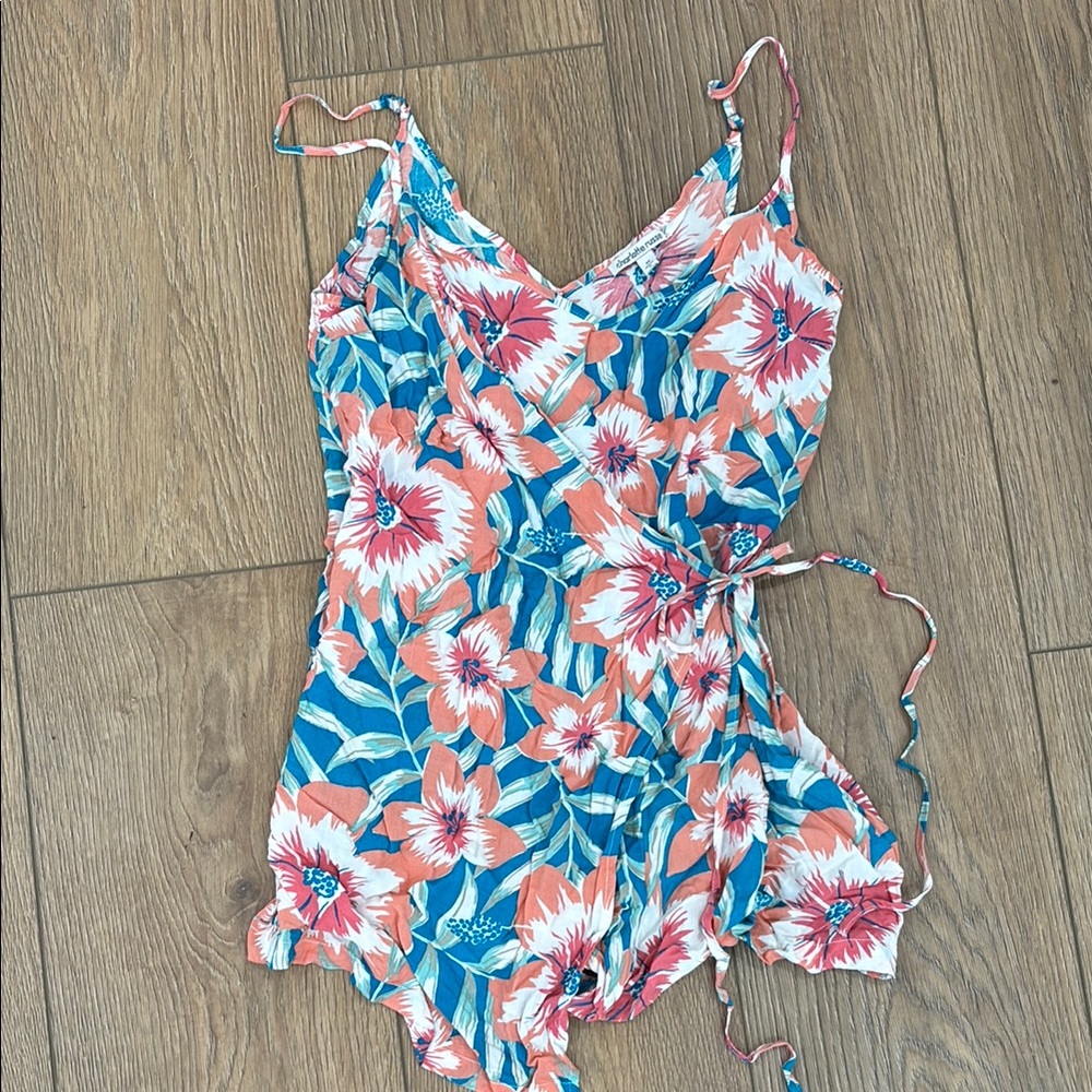 Floral Wrap Romper with Adjustable shoulder Straps